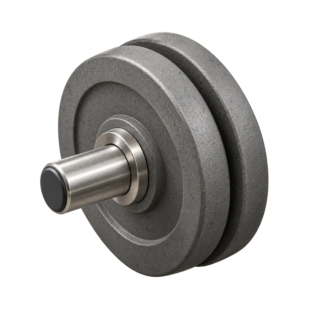 The loaded end of a barbell
