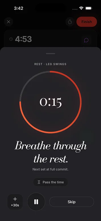 Rest times that fit the lift: the screen in the Liftor app