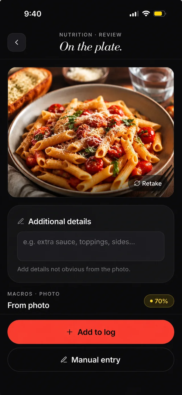 Track food in one snap: the screen in the Liftor app